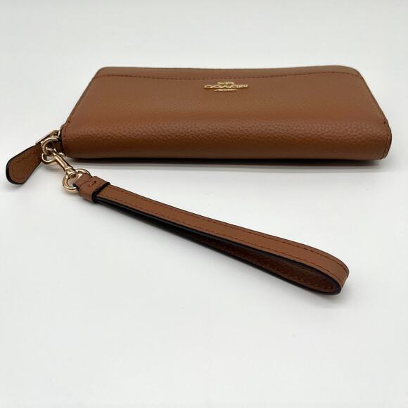 COACH Leather Zip Around Long Wallet / Wristlet, Brown - Picture 5 of 7